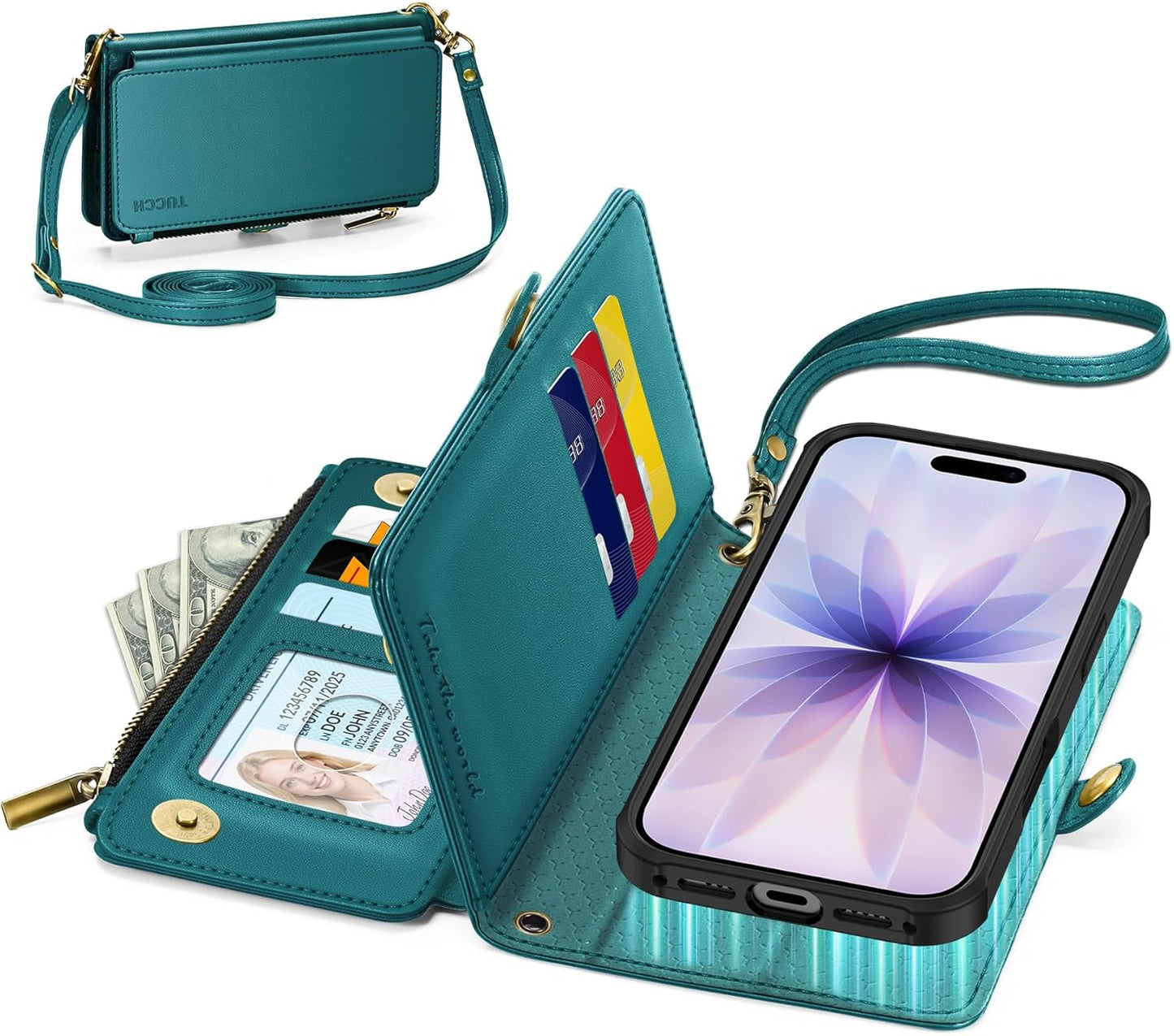 Detachable Crossbody Wallet Case for iPhone 17 with RFID Blocking