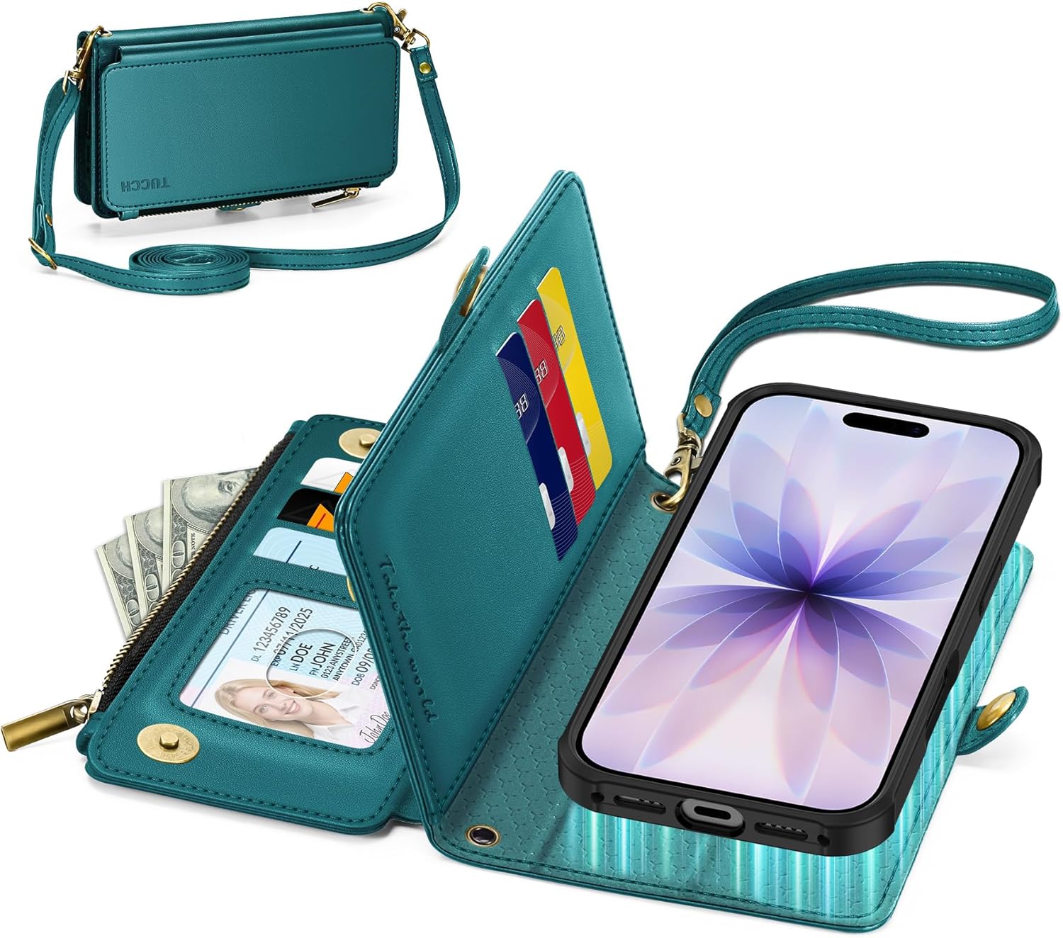 Detachable Crossbody Wallet Case for iPhone 17 with RFID Blocking