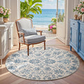 Classic Floral Round Rug 5ft - Vintage-Inspired Design for Home