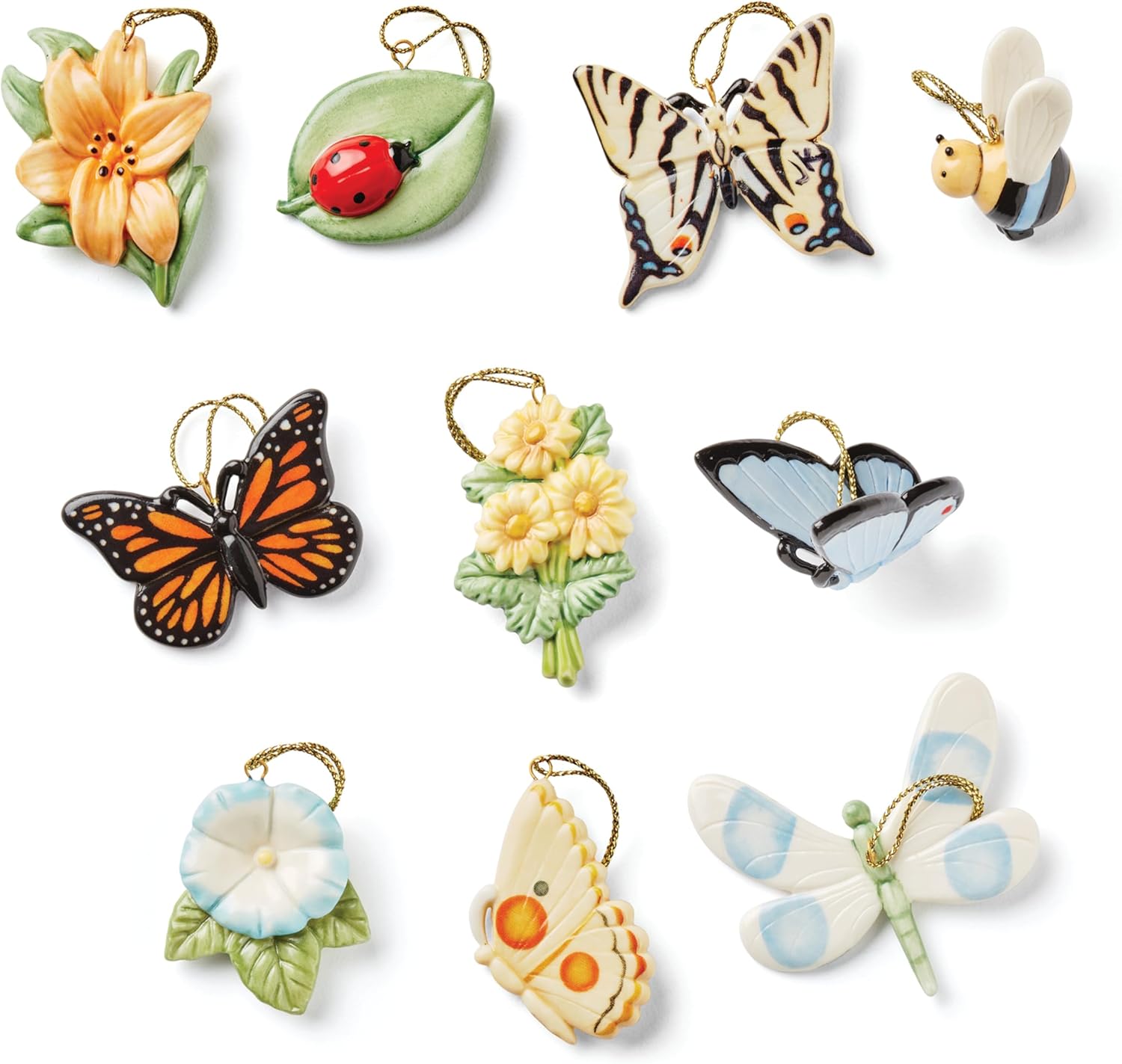 Lenox Butterfly Meadow 10-Piece Ornament Set for All Seasons