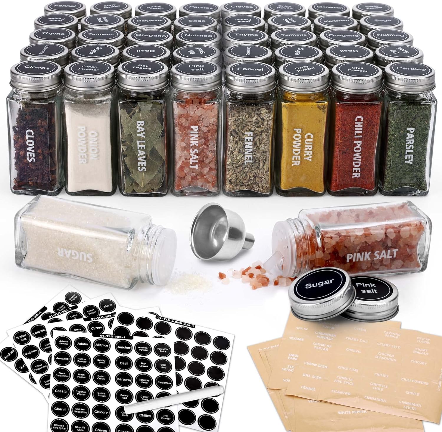 40-Pack 3.5 OZ Glass Spice Jars with Airtight Metal Caps