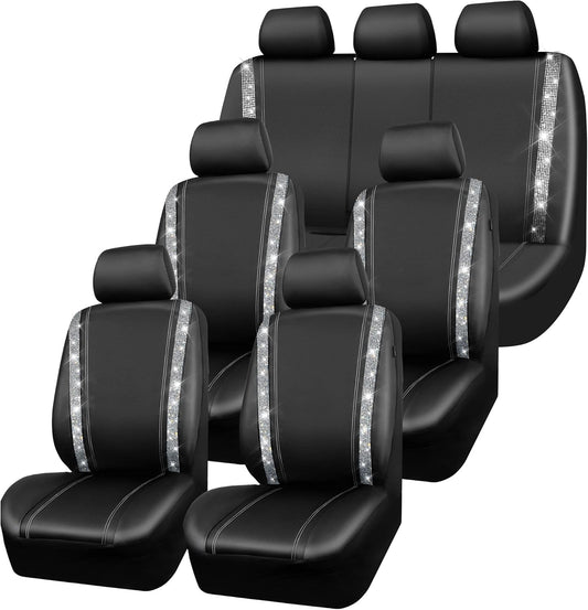 Bling Diamond Car Seat Covers with Rhinestones for Women and Girls