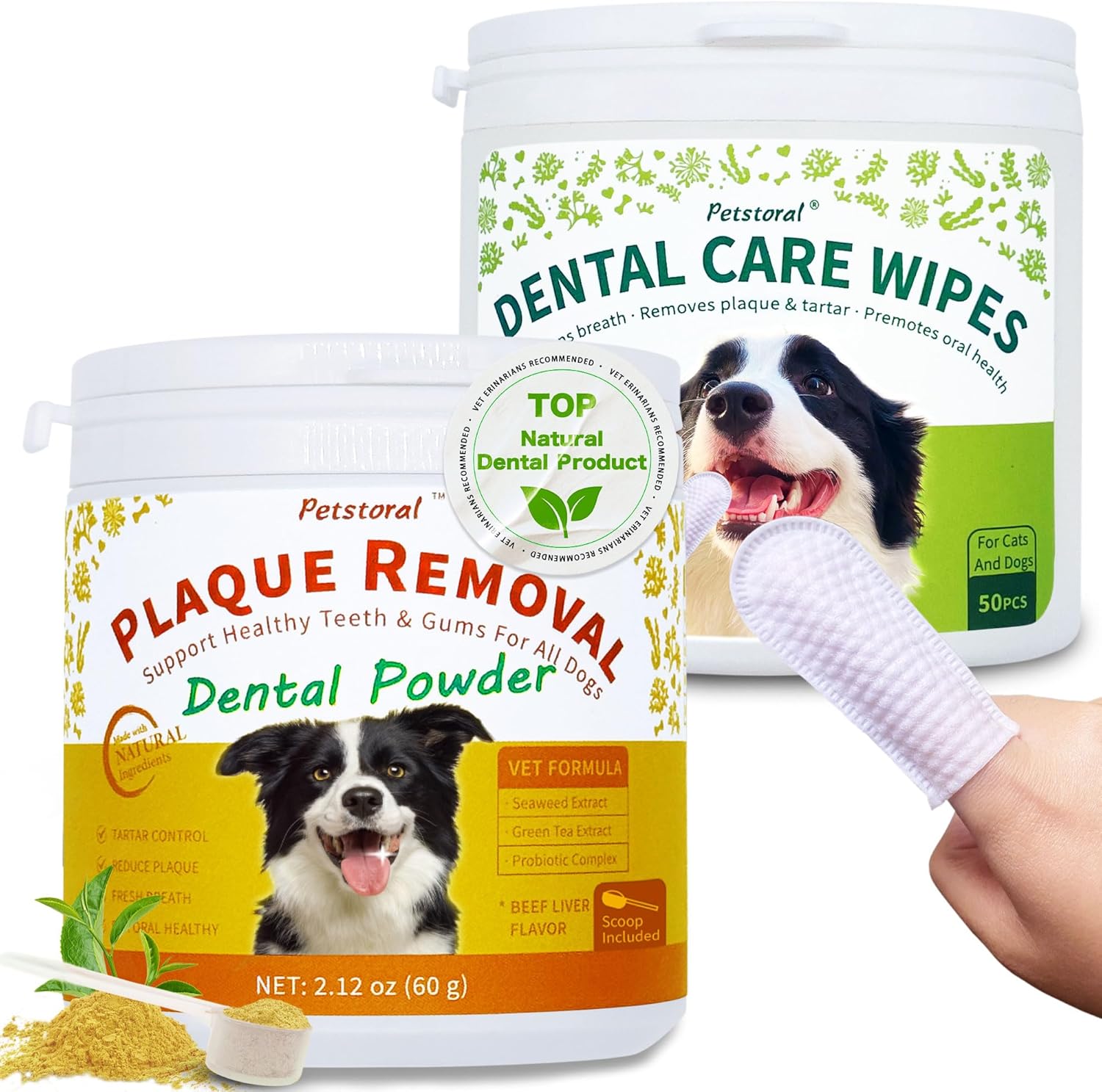 Dental Cleaning Kit for Pets with Probiotic and Wipes