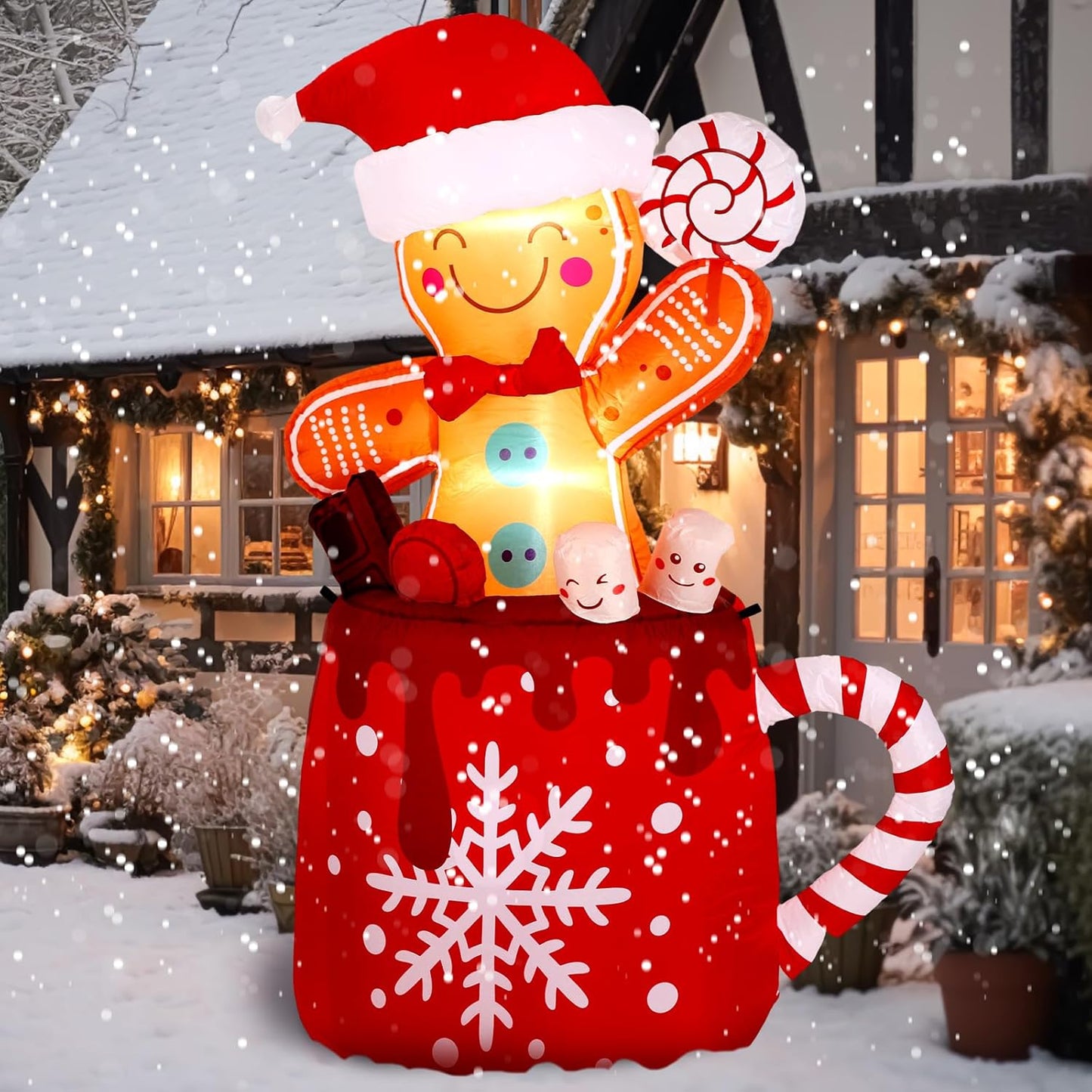6 FT Christmas Inflatables Gingerbread Man for Holiday Decor