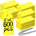 500 Plastic Shipping Tags with Wire (Yellow, 3x6) - Durable Labeling