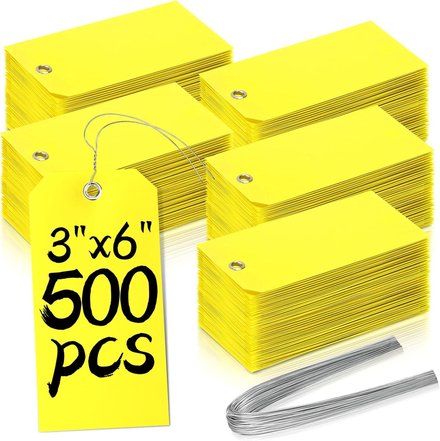 500 Pieces Plastic Shipping Tags with Wire for Labeling Needs