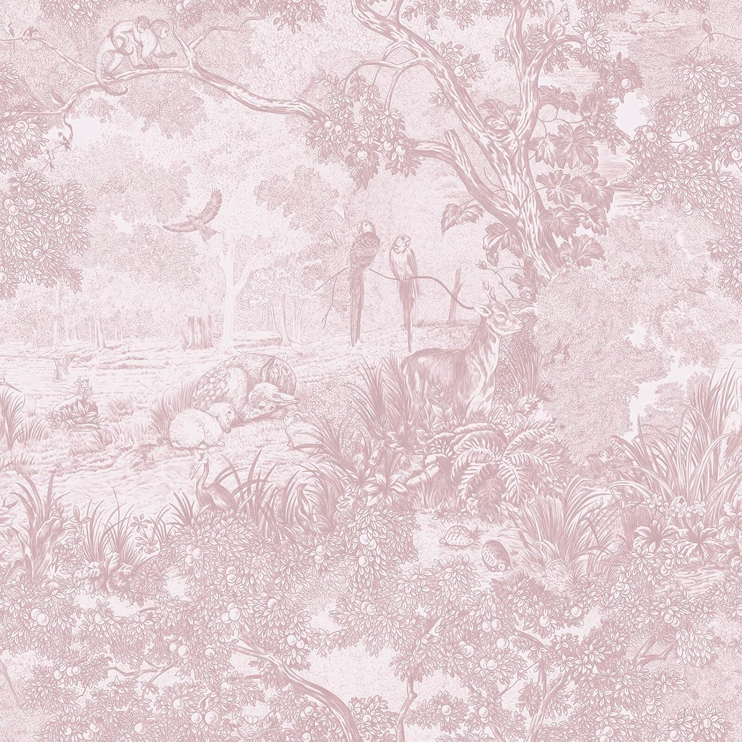 Peel and Stick Wallpaper for Vintage Forest Animals Decor
