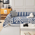 Boho Chenille Couch Cover 91in x 150in Denim Blue - Reversible