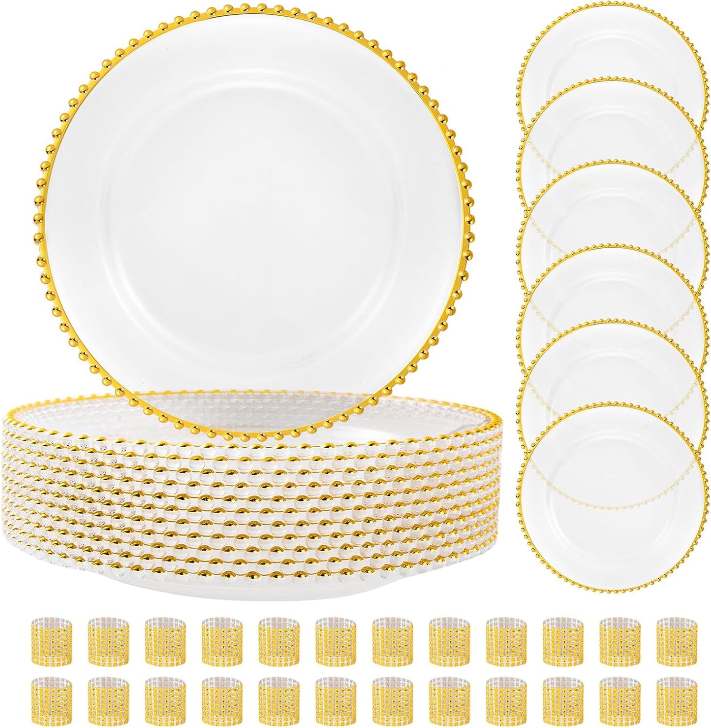Gold Beaded Rim Charger Set for Elegant Table Decor