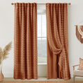 Boho Blackout Curtains 84 in 2 Panels Set - Textured Pom Pom Sheer