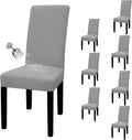 Waterproof Dining Room Chair Cover Set of 8 - Stretch Jacquard Fit