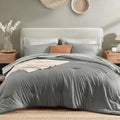 King Size Comforter Set - 7 Piece Granite Grey Bed in a Bag