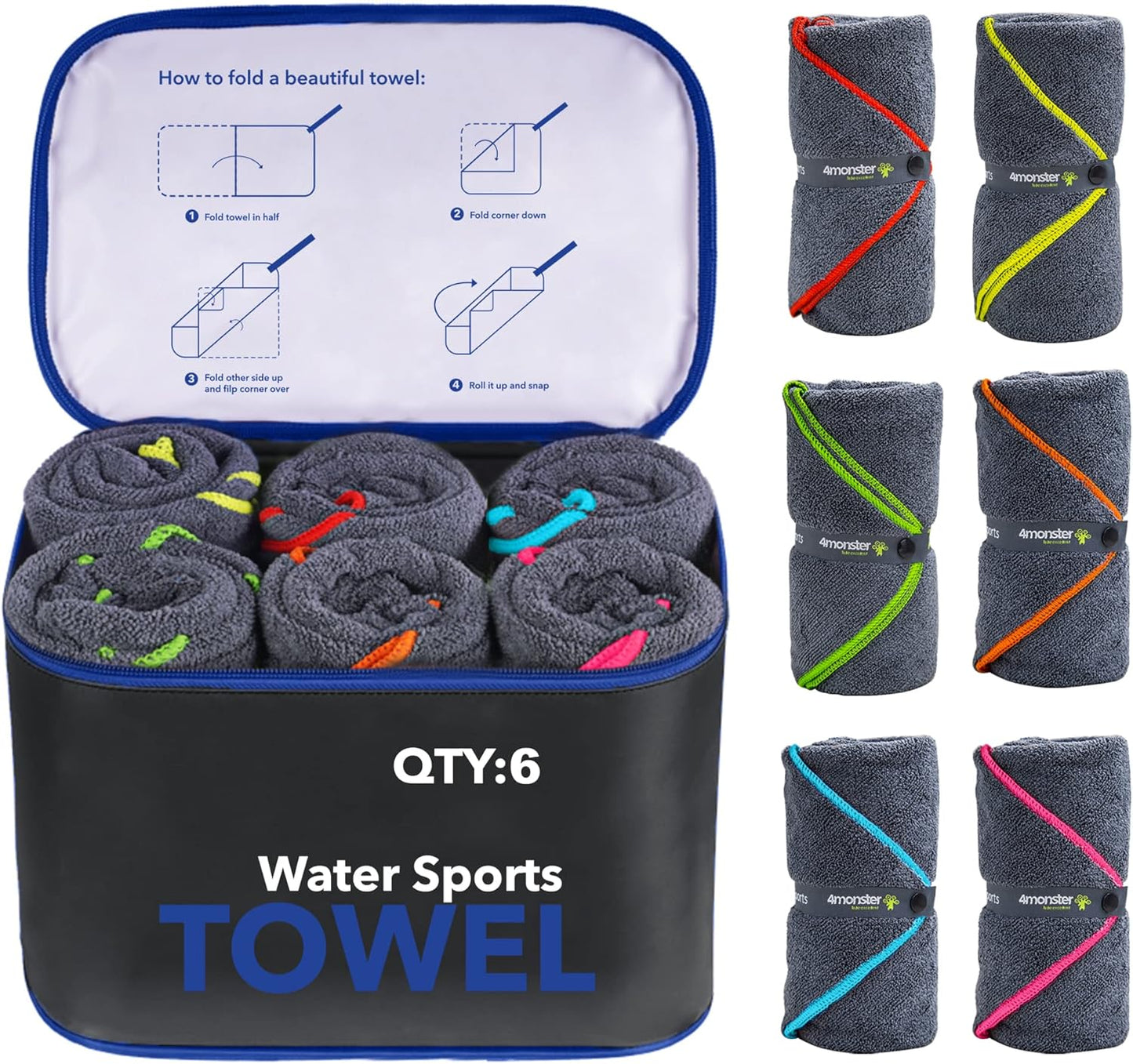 4Monster Microfiber Camping Towel Set for Travel and Sports