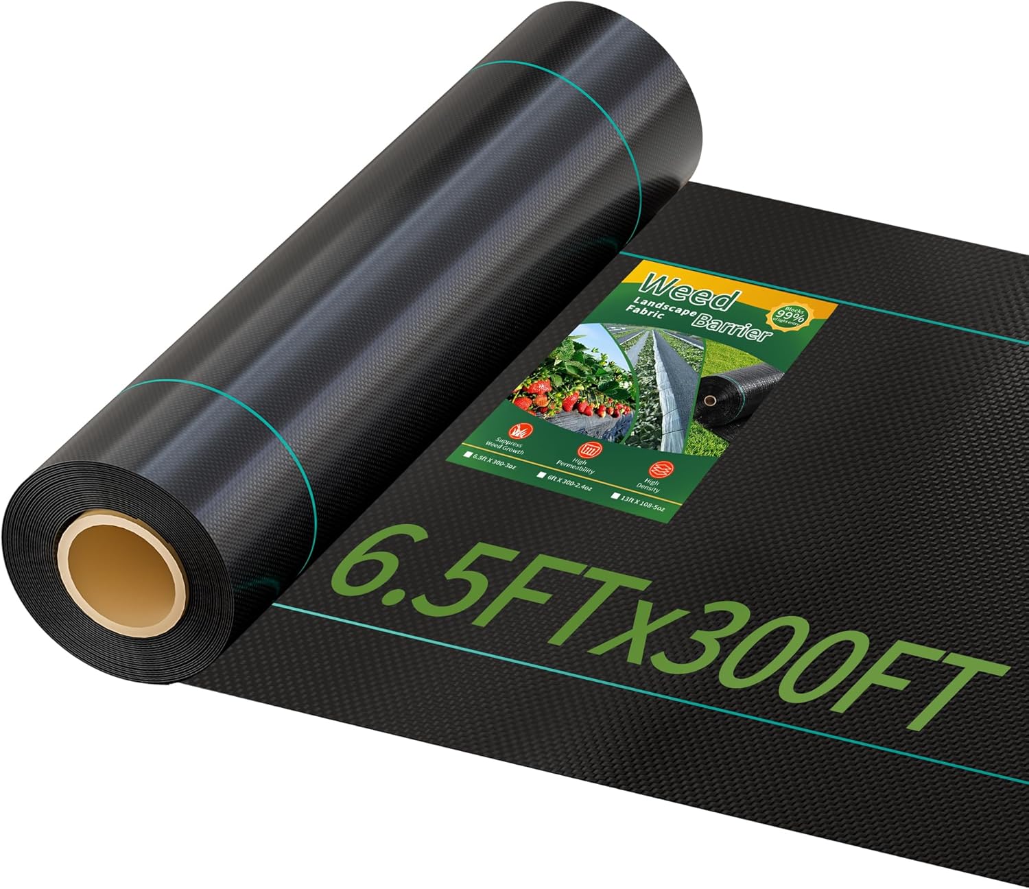 Heavy Duty 6.5ftx300ft Weed Barrier Landscape Fabric for Gardens