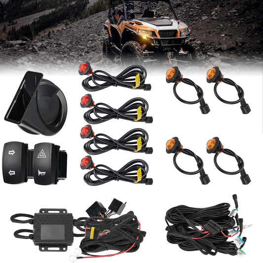 KEMIMOTO UTV Turn Signal Kit with 110DB Horn for Safety