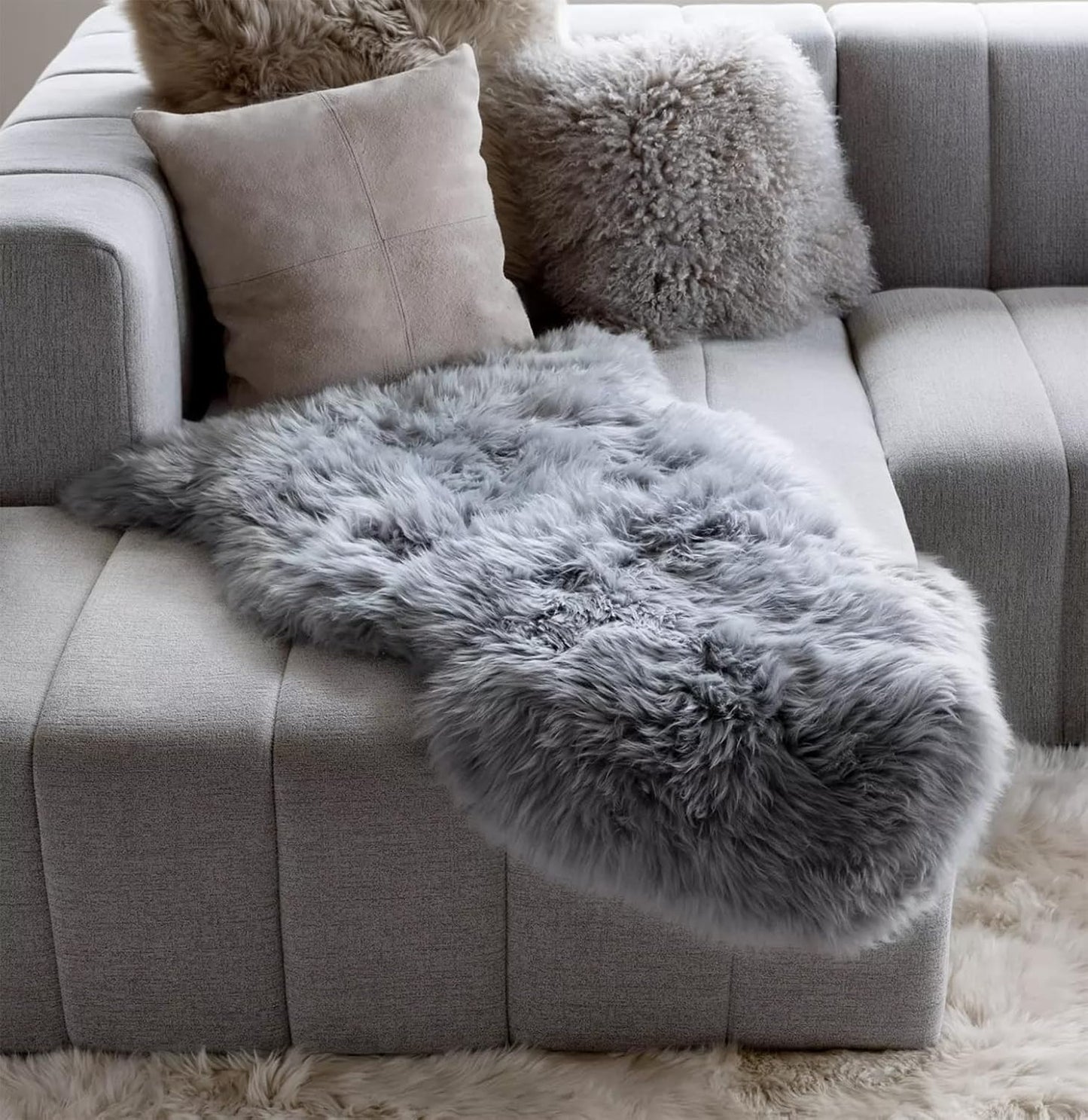 HUAHOO Premium Genuine Sheepskin Rug for Stylish Home Decor