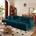 Deep Blue Chenille Sectional Sofa - Modular 3-Seat Recliner Comfort