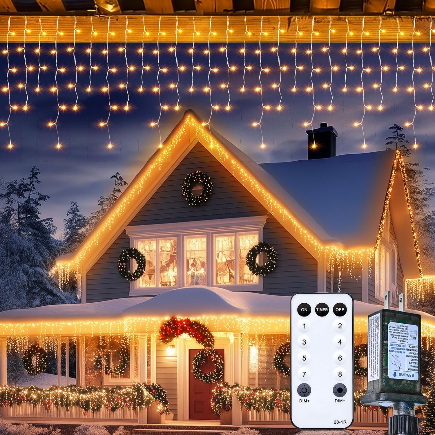 Brightown Icicle Lights for Outside - 132FT LED String Lights