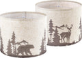 Animal Print Drum Lampshades Set of 2 Medium Beige Bear & Deer - Linen