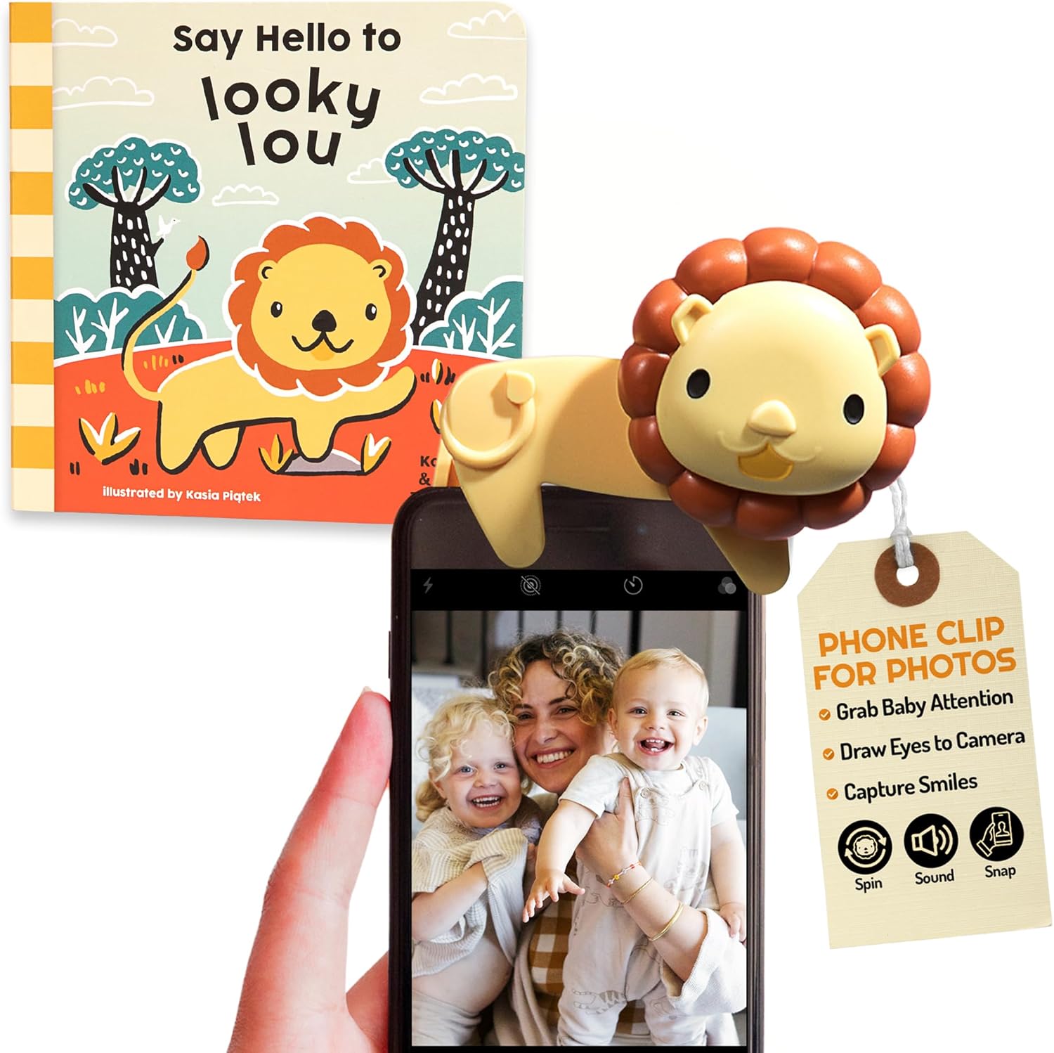 Looky Lou Phone Clip & Storybook Bundle for Baby Milestones