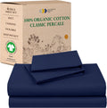 100% Organic Cotton Percale Sheets Full Set - Crisp, Breathable