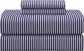King Cotton Percale Sheets, Blue Stripe - 300 TC Cooling Set
