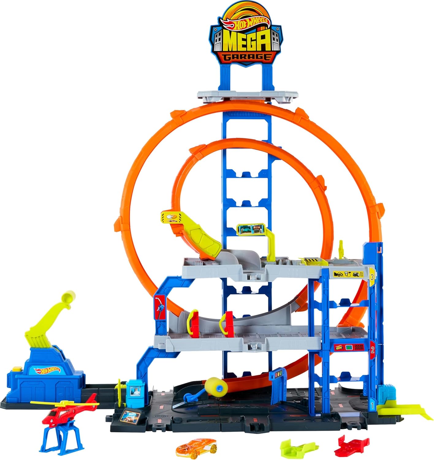 Hot Wheels Toy Car Track Set by Mattel - Mega Loop Garage