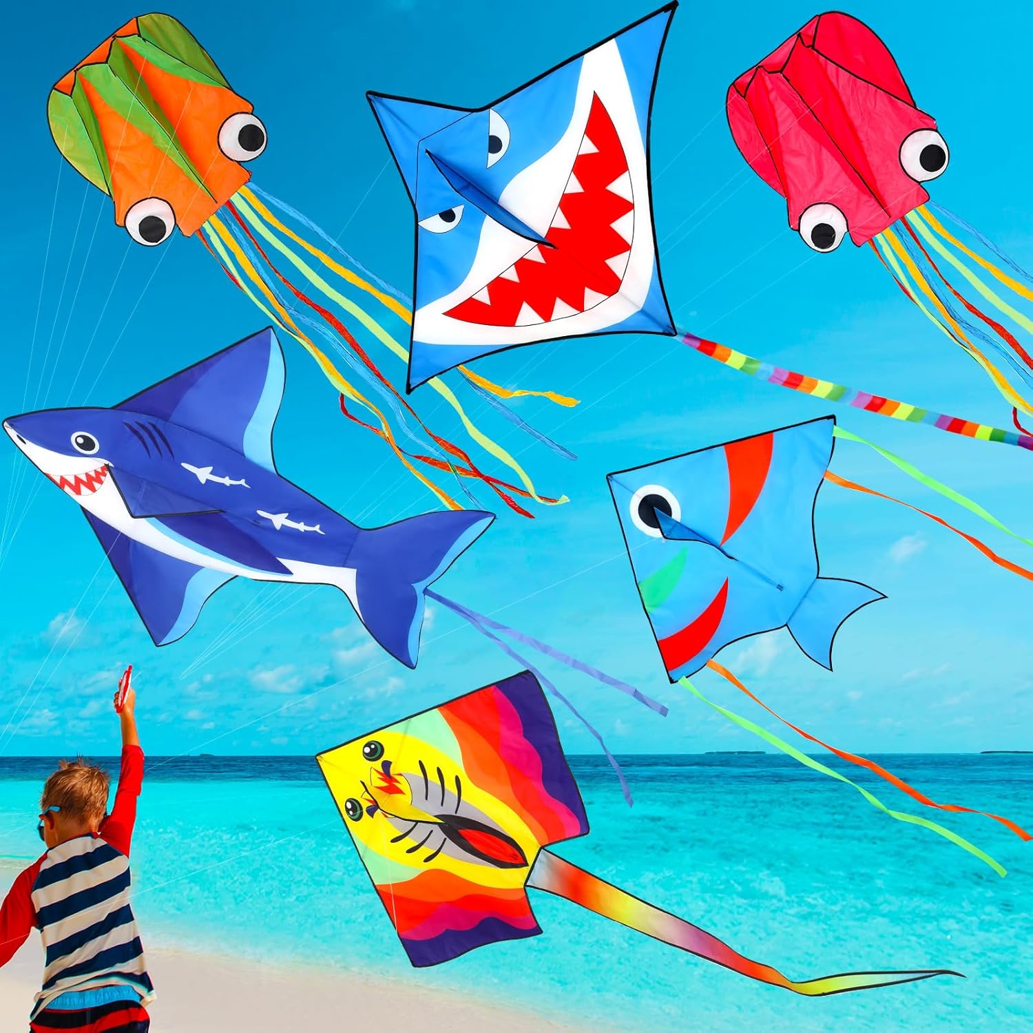 Leitee 6 Pack Large Kites for Kids and Adults - Easy to Fly