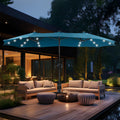 15 x 9 ft Cerulean Double Sided Patio Umbrella with Solar Lights