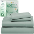600 Thread Count Cotton Sateen Queen Sheet Set - Sage Green