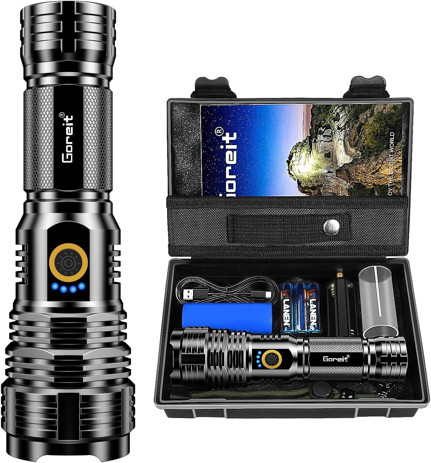 Goreit 990000 Lumens XHP70.2 Rechargeable Flashlight