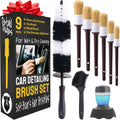 Soft Boars Hair 9 Pack Detail Brushes - Gentle, Durable Cleaning