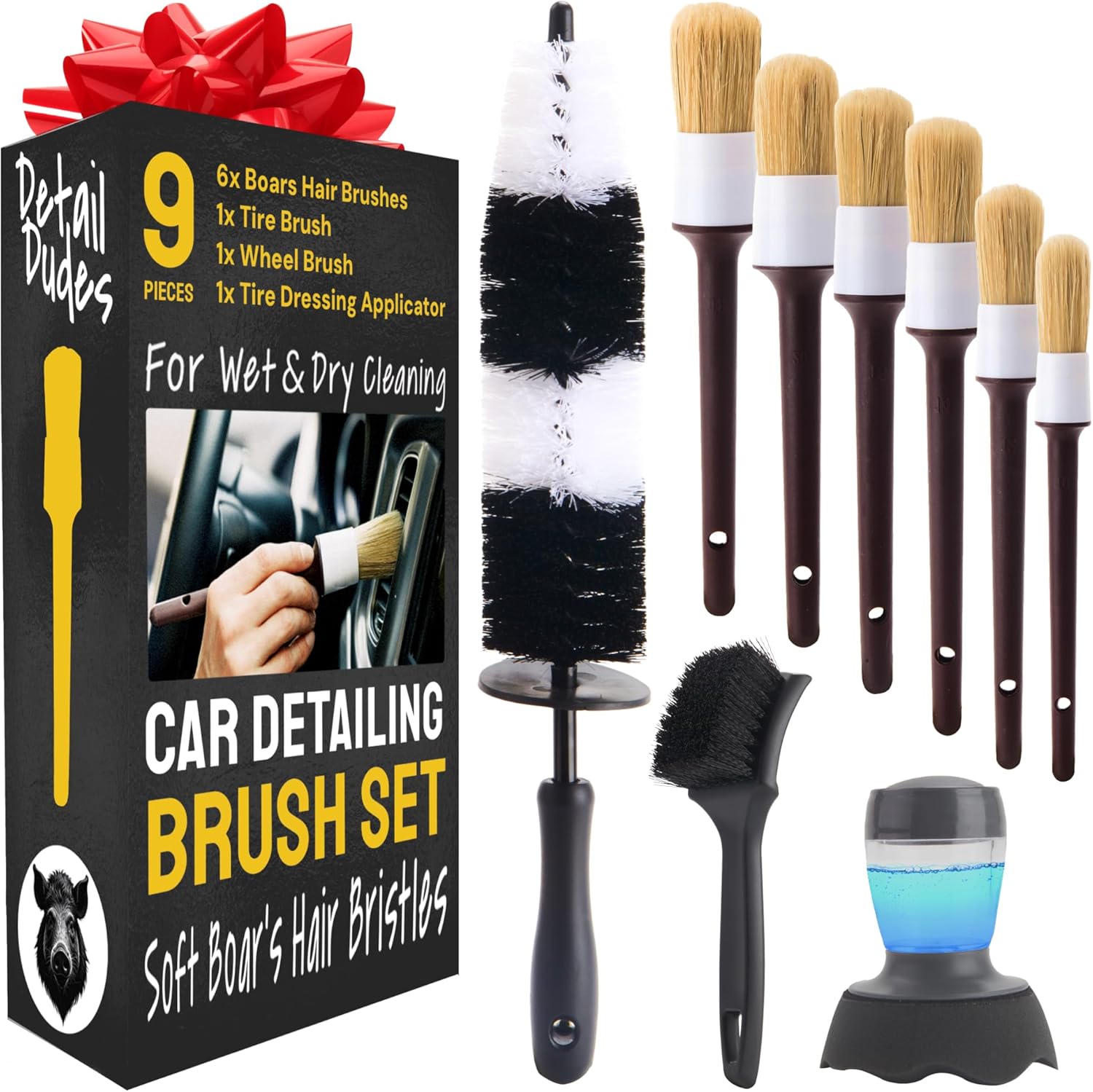 Soft Boars Hair Detail Brushes Full Kit for Effective Cleaning