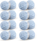 Sky Blue Chunky Chenille Yarn for Crocheting - Super Bulky Pack
