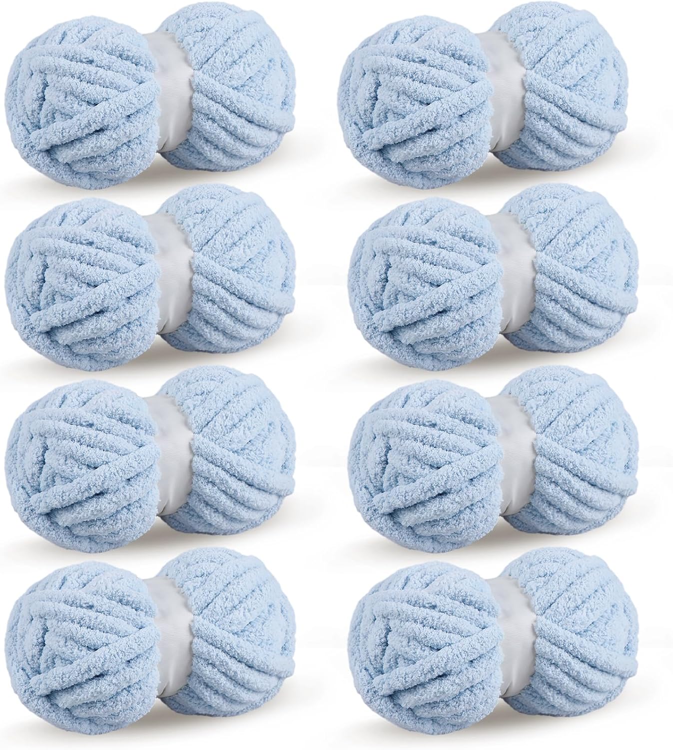 Sky Blue Chunky Chenille Yarn for Crocheting and Knitting