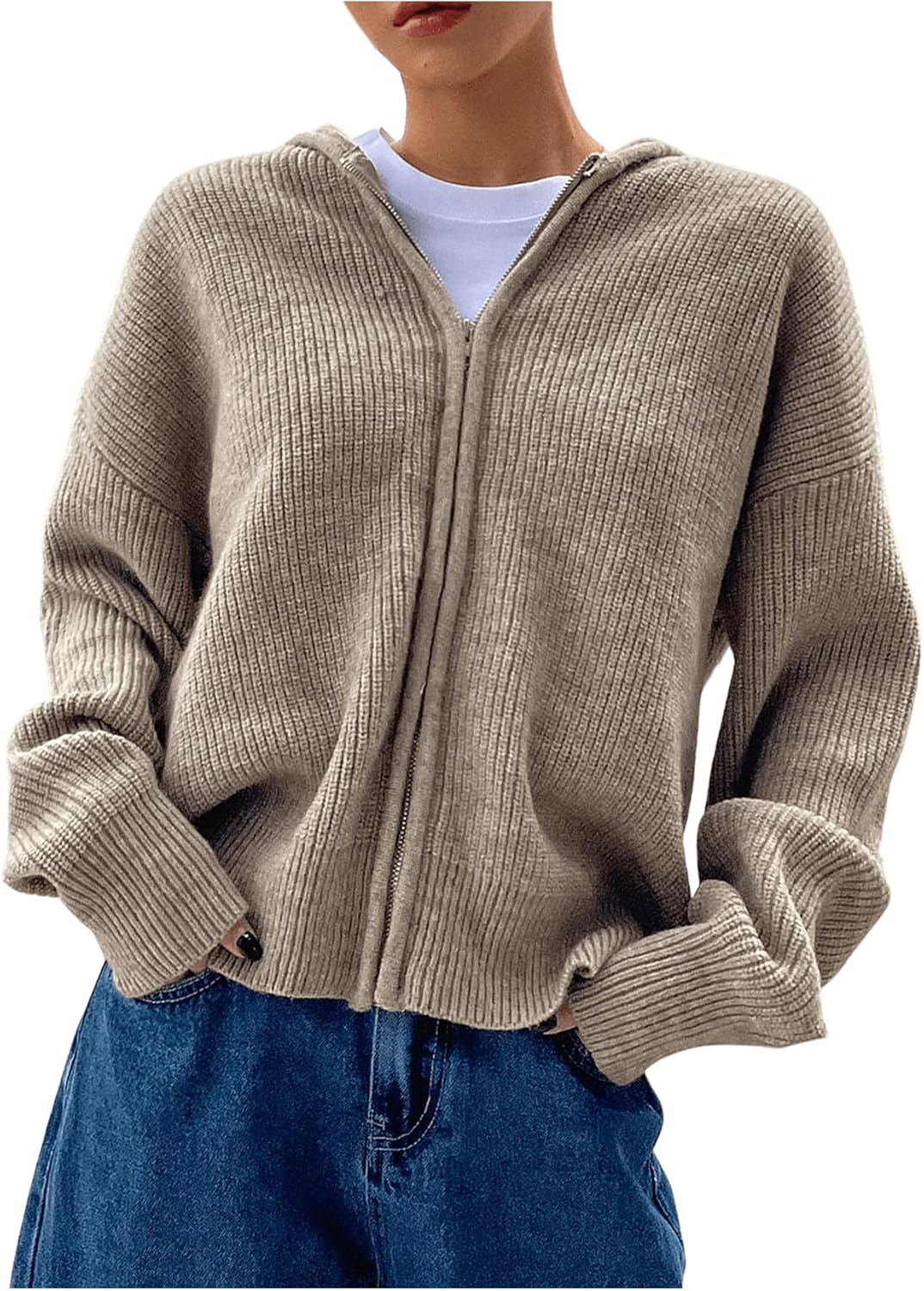 SOLY HUX Women's Zip Up Hooded Cardigan for Cozy Fall Style