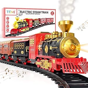 TEMI Train Set with Steam Locomotive Engine for Kids 3-5 Years