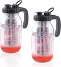 64 Oz Glass Mason Jar Water Pitcher with Infuser - Wide Mouth Half