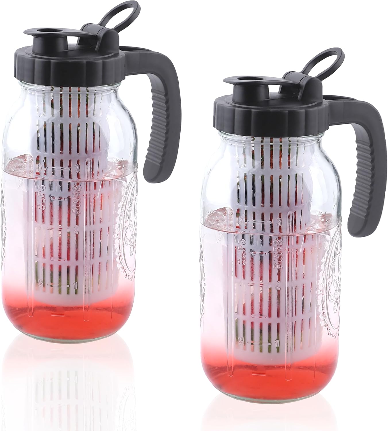 64 Oz Glass Mason Jar Water Pitcher with Infuser for Drinks