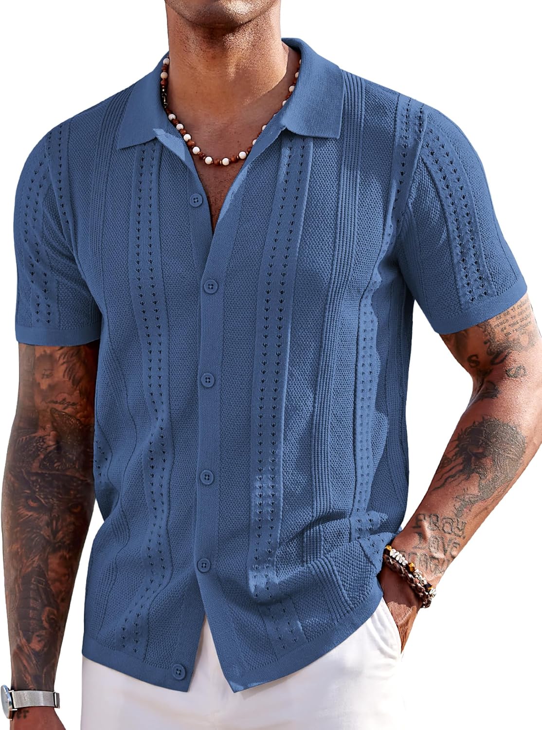 COOFANDY Men's Knit Shirts Short Sleeve Casual Summer Style
