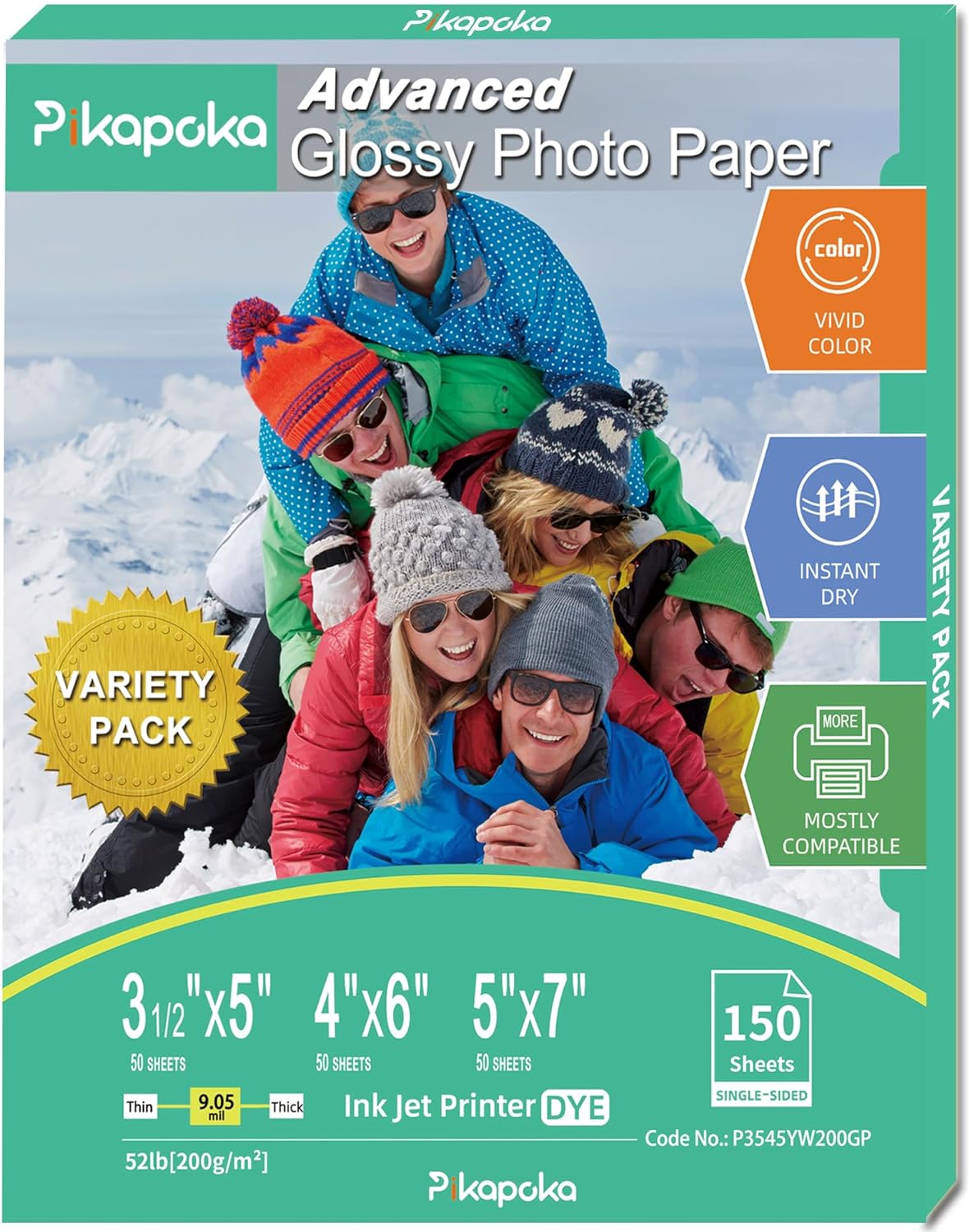 Inkjet Photo Paper Variety Pack - 150 Sheets - Glossy Finish