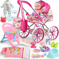 Baby Doll Stroller Toys Set with 12.5in Doll - Pretend Play Stroller