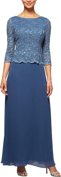 Alex Evenings Women's 3/4 Sleeve Stretch Lace Bodice Mock One Piece we