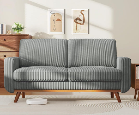 Vesgantti 68 Loveseat Sofa Dark Gray Comfy Corduroy Couch