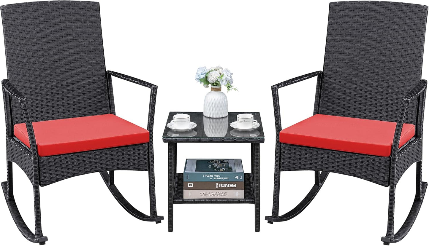 Greesum 3 Pieces Patio Furniture Set with Rocking Chairs
