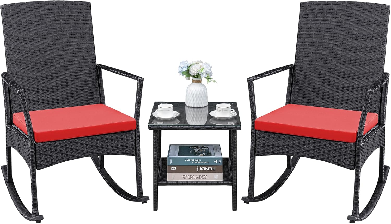 Greesum 3 Pieces Patio Furniture Set with Rocking Chairs