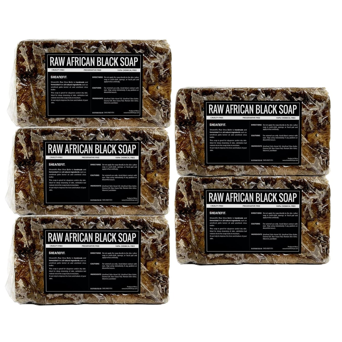 Raw African Black Soap Bar for All Skin Types - 15 Ounce Pack