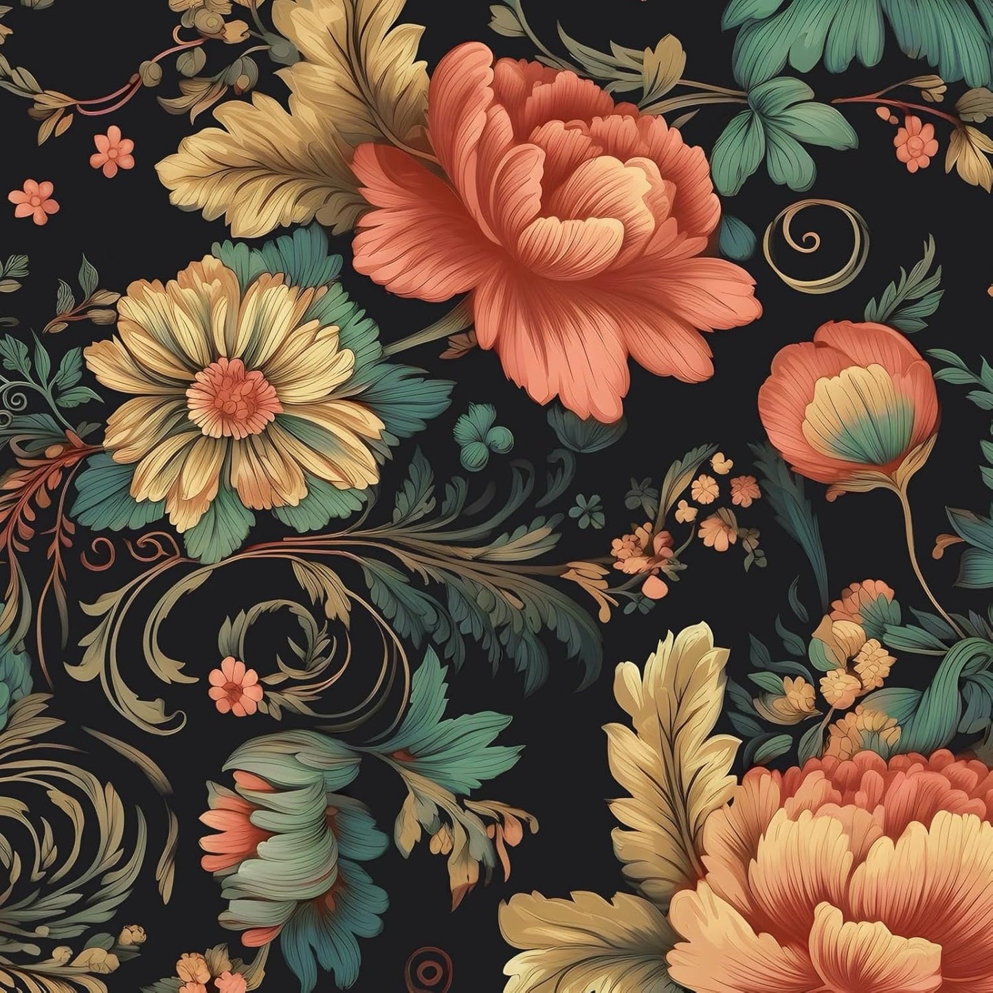 Colorful Floral Peel and Stick Wallpaper for Vintage Decor