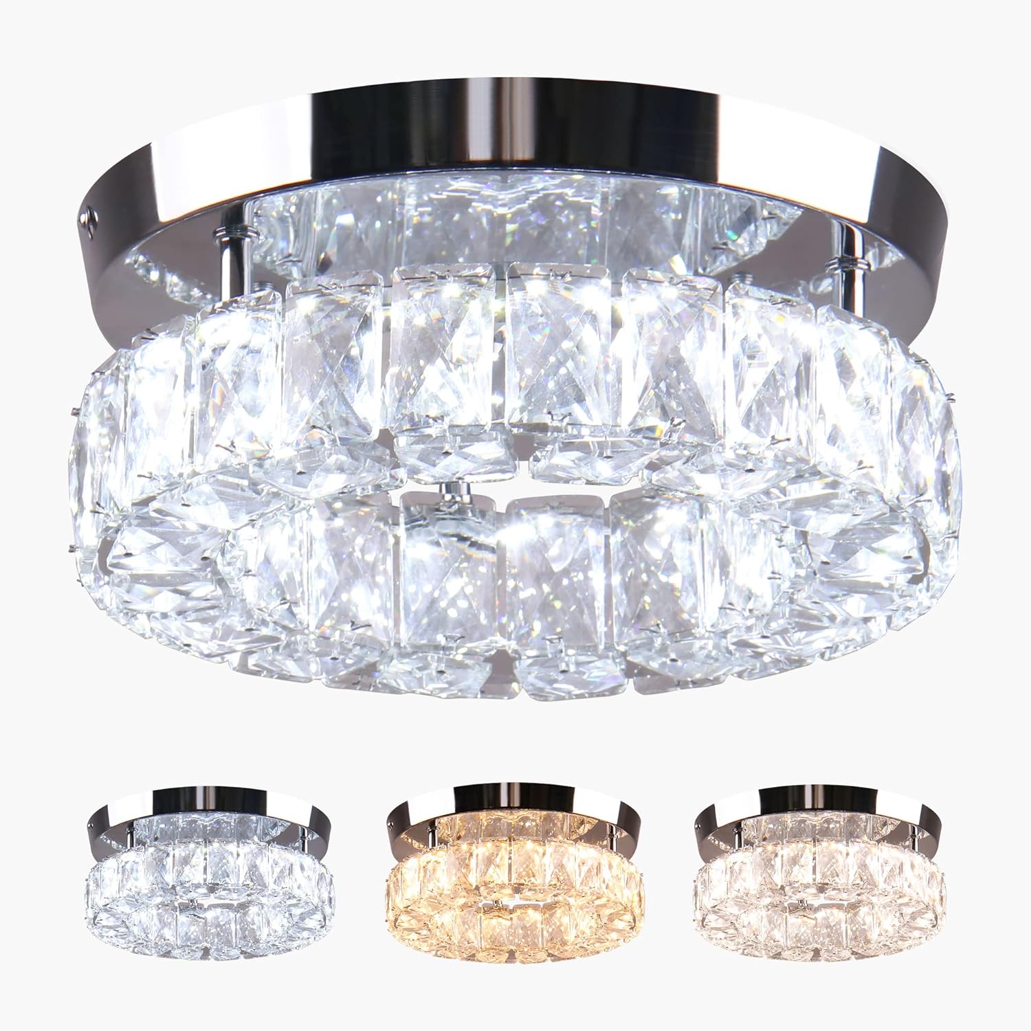 Small Crystal Chandeliers LED Ceiling Light for Entryway Foyer