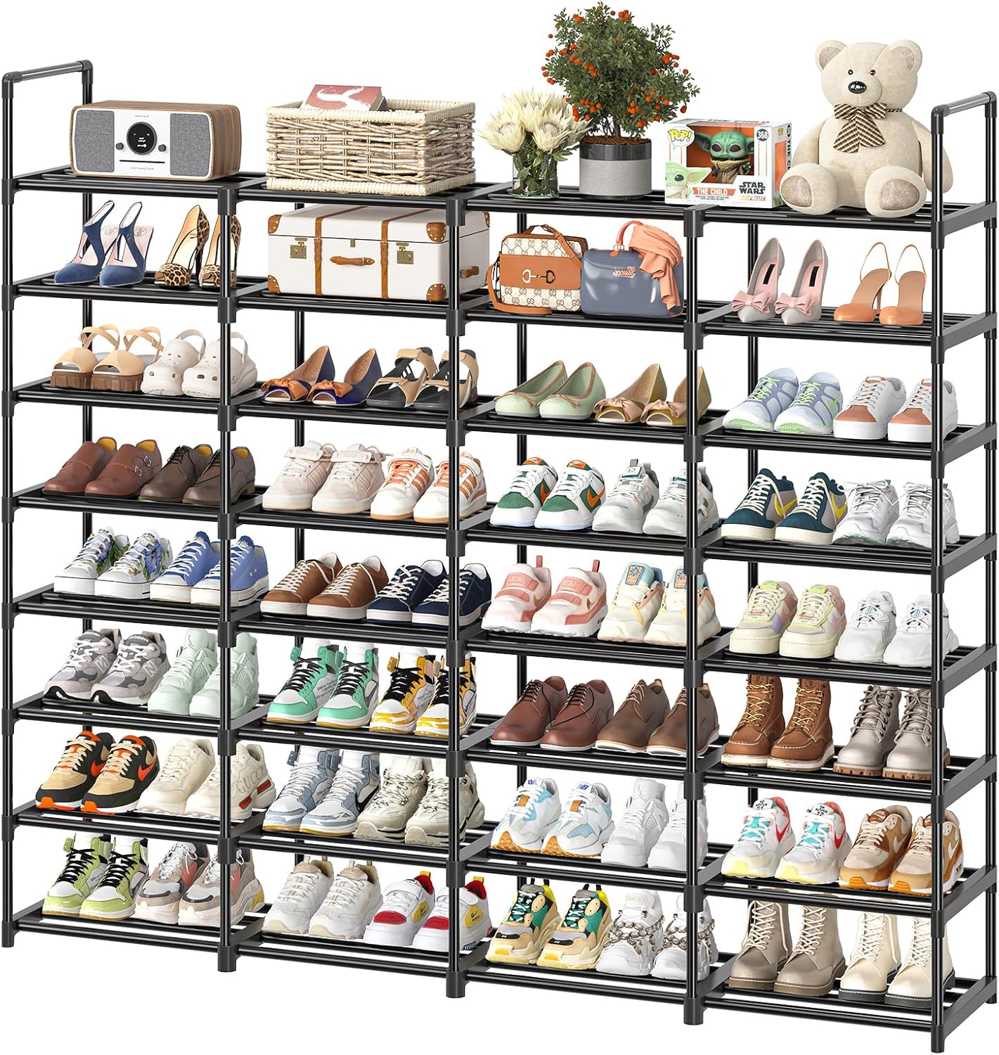 Large Capacity 8-Tier Shoe Rack for 64 Pairs of Shoes
